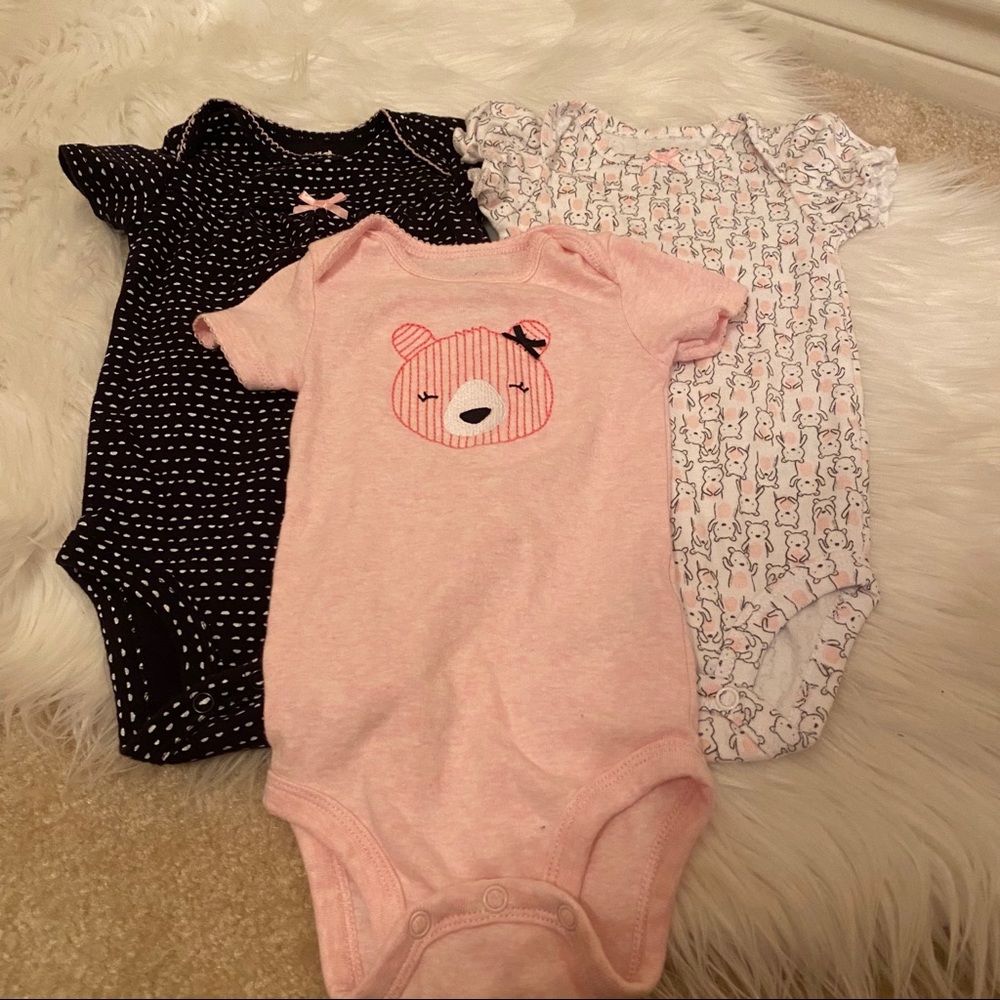 Carter’s Child of Mine 3 Piece Baby Girl Bear Onesie Set 3-6M
